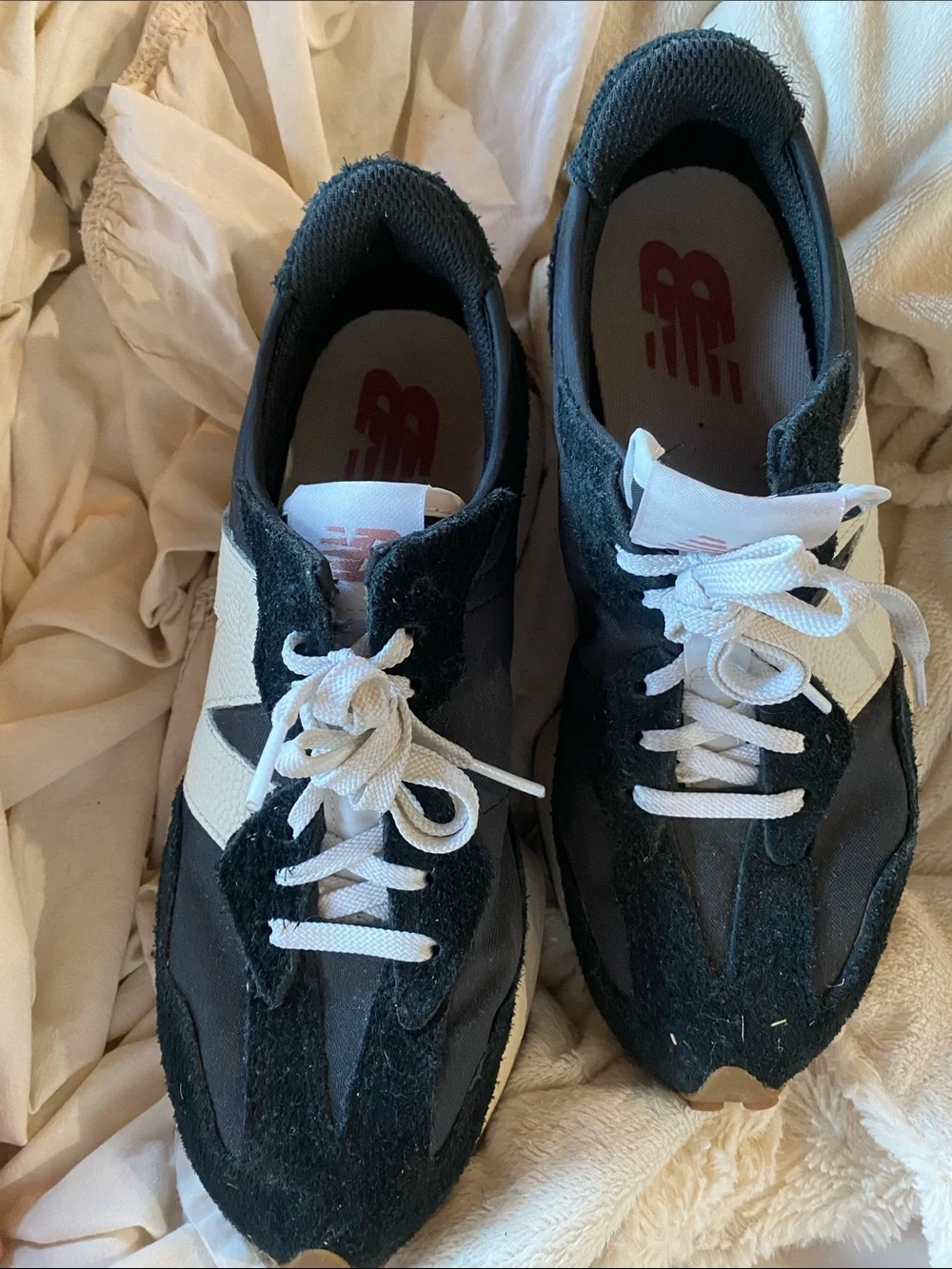 New Balance Black and White Retro Runner Platform Sneakers